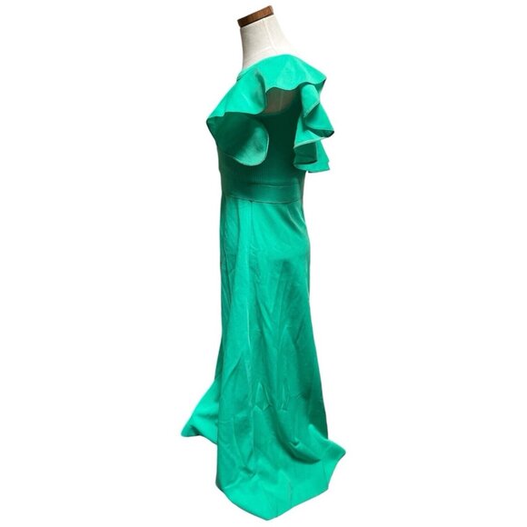 Vintage 1970s Giamo Knits High Quality Green Women's Maxi Dress Ruffle Top Small - Picture 2 of 10